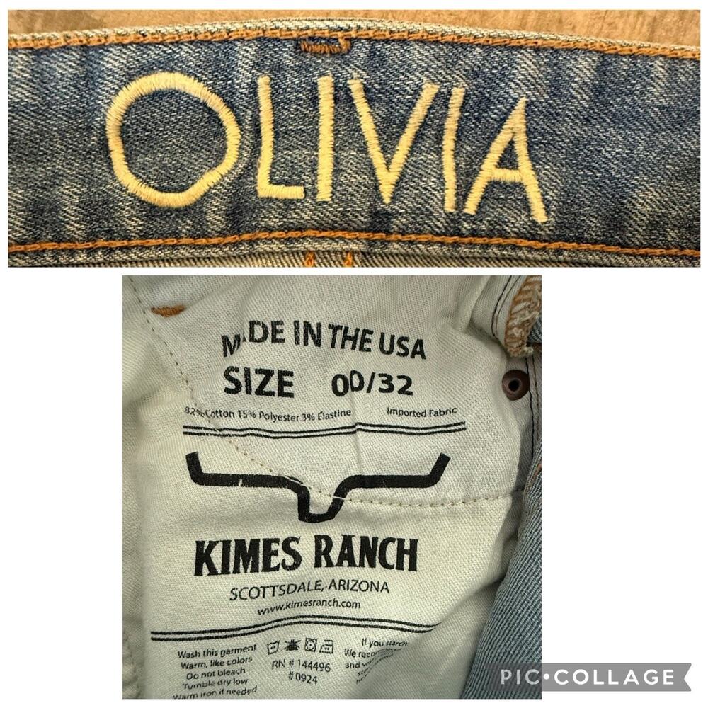 Kimes Ranch Olivia Light Blue High Rise Raw Hem Wide Leg Jeans Size 00 x32 - Picture 6 of 7